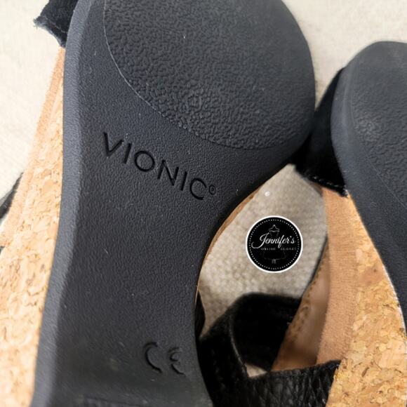 Vionic Women's Black Suede Wedge Sandals Size 7 - Picture 14 of 16